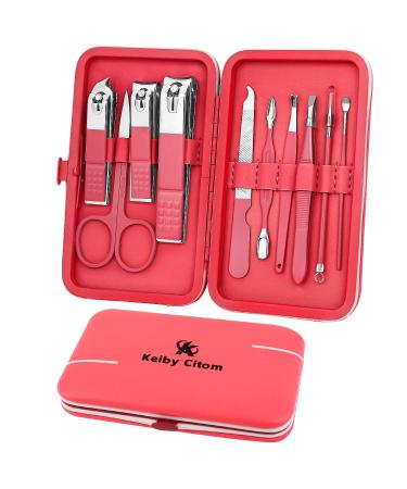 Manicure Set 10pcs Professional Nail Clippers Kit Pedicure Care Tools-Stainless Steel Grooming Tools for Travel (Sakura Pink) Rose Texas