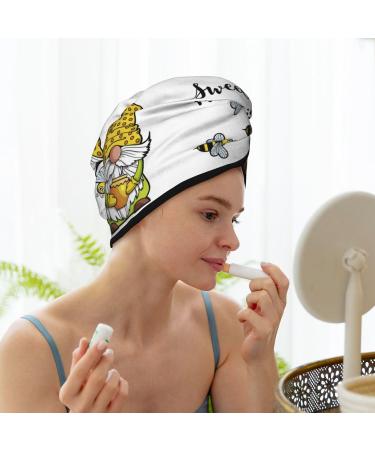 Hair Towel Wrap with Button - Quick Drying Towel Turban (Gnome Sweet Honey) | International Shipping Available - Buy Online on GoSupps.com