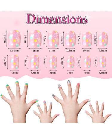 120 Pcs Girls Press On Fake Nails - Short Full Cover Artificial Nail Tips for Children | Sweet Girl Nail Art Decoration - Buy Online on GoSupps.com