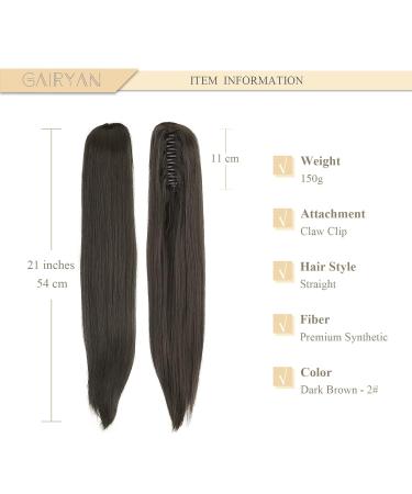 54cm Dark Brown Gairyan Ponytail Extensions | Clip In Synthetic Hair Extensions for Women | Smooth Long Hair Braid - Buy Online on GoSupps.com