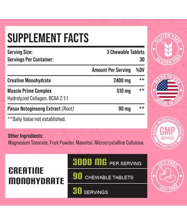 Creatine Monohydrate for Women - 3000 MG Supplement with Hydrolyzed Collagen & BCAA | Muscle Builder Strength Energy Boost Vegan Non-GMO Sugar Free - 30 Servings - Buy Online on GoSupps.com