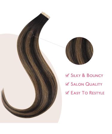 Salife Tape Extensions | Real Hair Balayage Natural Black to Chestnut Brown | 10 Pcs 60cm 30g Invisible Hair Extensions - Buy Online on GoSupps.com
