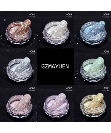 GZMAYUEN Crystal Diamond Nail Glitter Powder Set - 8 Pieces Gold, Silver, Rose Gold, Blue Glass Stone Chrome Sparkles - Nail Pigment Decoration Kit - Buy Online on GoSupps.com