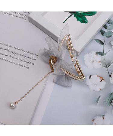 Elegant Butterfly Hair Clip with Pearl Pendant Tassel for Women & Girls - Large Metal Hair Accessory for Brides | B03-Butterfly - Buy Online on GoSupps.com