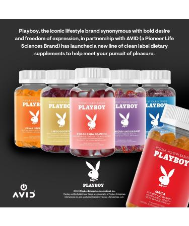 Playboy - Maca Root Gummies for Women and Men (60 Count - Peach Flavored) - Boost Sexual Vitality Libido Fertility - Supplement - 100% Natural Vegan Non GMO - 4:1 Extract Maca Peruana - Buy Online on GoSupps.com