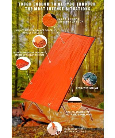 Zmoon Emergency Sleeping Bag 2 Pack - Lightweight Thermal Bivy Sack for Camping & Outdoor Activities - Darkorange - Buy Online on GoSupps.com