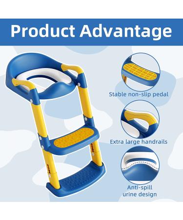 Potty Training Seat with Step Stool Ladder | Kids Toilet Trainer for Boys and Girls - Blue - Buy Online on GoSupps.com