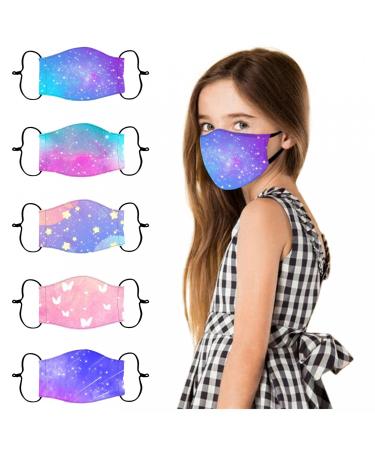 5PC Kids Face_Masks Washable Cute Printed Cloth Face Mask for Kids Girls Boys Cotton Masks for Children Face Cover Protection