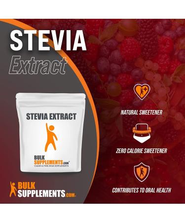 BulkSupplements Stevia Extract Powder - Pure Zero Calorie Sweetener for Baking - 250g (8.8 oz) Pack - Sugar Substitute & Keto-Friendly - Buy Online on GoSupps.com