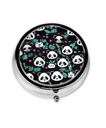 Panda Cute Faceround Pill Box 3 Compartments Round Pill Box Organizer for Purse Or Pocket Portable Travel Pill Box