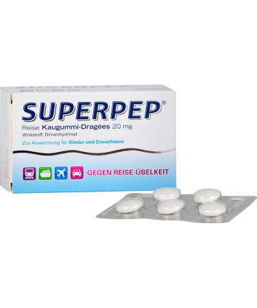 SUPERPEP Travel Chewing Gum Dragees 20 mg - 20 Pieces | Refreshing Chewing Gum for Travelers | Buy Internationally - Buy Online on GoSupps.com