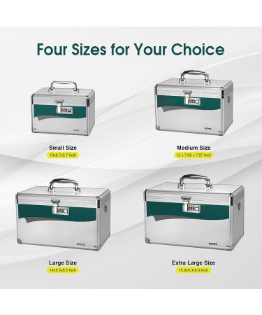 Secure Medicine Lock Box with Combination Lock | Small 10x6.7x6.7 Inch Medical Safe Organizer - Silver - Buy Online on GoSupps.com