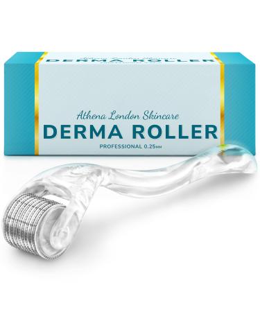 Titanium Dermaroller 540 (0.25mm) for skin care with face shield ergonomic design by Athena London Skincare