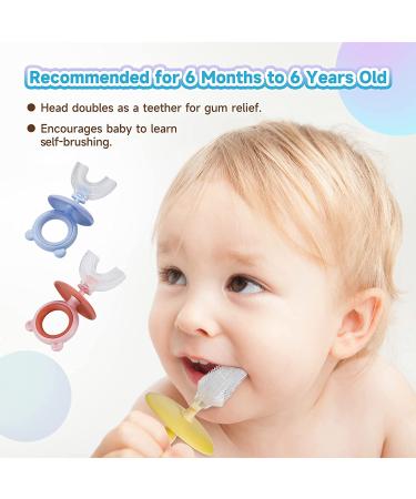 Baby Toothbrush for 6+ Months to 6 Years - Food Grade Silicone Bristles - U Shaped Infant & Toddler Training Toothbrush - Blue - Buy Online on GoSupps.com