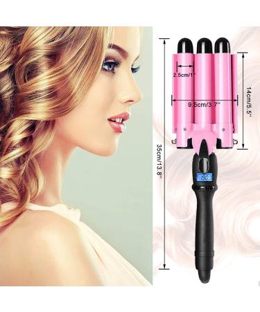 Professional 3 Barrel Curling Iron Hair Waver - 1 Inch Ceramic Curler with LCD Display (Pink) | Perfect for Gorgeous Waves | International Shipping Available - Buy Online on GoSupps.com