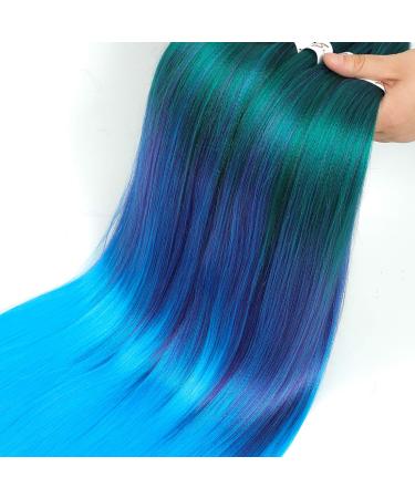 Pre-stretched Braiding Hair Easy Braid Professional Itch Free Synthetic Fiber Corchet Braids Yaki Texture Hair Extensions Braid Hair (26", Green/purple/blue) 26 Inch (Pack of 6) Green/purple/blue