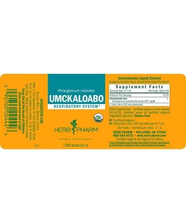 Herb Pharm Organic Umckaloabo Liquid Extract - Respiratory System Support - 1 Fl Oz - Buy Online on GoSupps.com