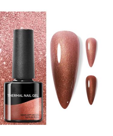 Colour Changing Gel Nail Polish Autumn Gel Nail Polish UV Brown Gel Nail Polish Autumn Colours Thermal Mood Changing Temperature Change UV LED Soak Off Nail Art Manicure Pedicure (012)