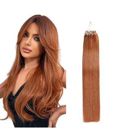 Saisifen Micro Loop Hair Extensions 30# Auburn Straight Human Hair 50 Strands 1g/Strands Micro Link Hair Extension 16 Inches (40cm) 16 inch (40cm) 30# auburn