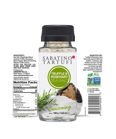 Sabatino Truffle & Rosemary Sea Salt Seasoning - 3.53 oz Gourmet All Natural Salt - Buy Online on GoSupps.com