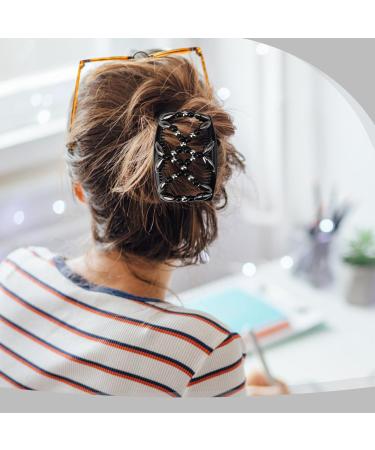 Stretchy Slides Magic Hair Combs 2Ps Hair Combs Slides for Women Magic Elastic Beaded Hair Comb Slides Double Sided Clips Hair Comb for Women DIY Square Insert Comb Hair Styling Tool(Black White - Buy Online on GoSupps.com