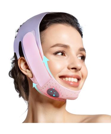 JUSRON V Line Face Tape Face Strap Soft Silicone Chin Strap for Women and Men 23-27 Inches (Pink)