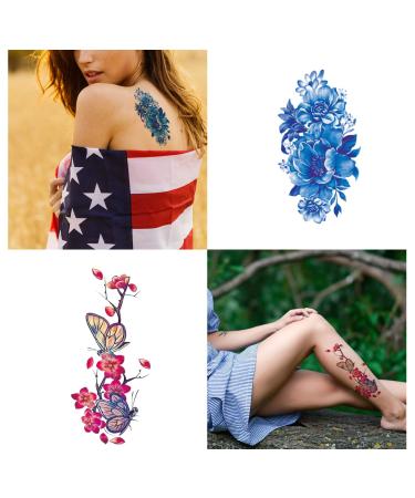 Flowers Roses Butterflies Temporary Tattoos - 42 Sheets Body Art Stickers for Women, Girls, Kids - Buy Online on GoSupps.com
