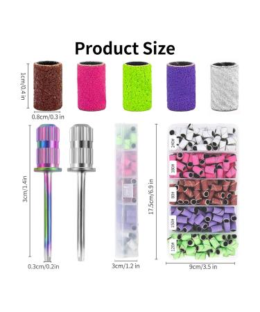 Buy 300 Pcs Nail Drill Sanding Bands - 5 Color Coarse to Fine Grits for Acrylic Nails Includes 2 Drill Bits | Professional Manicure & Pedicure Supplies - Buy Online on GoSupps.com