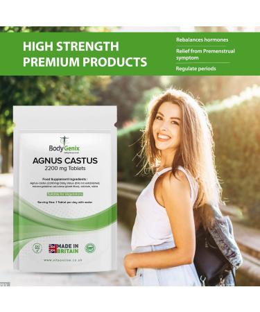 Bodygenix Vitex Agnus Castus Supplement 1000mg - Menstrual Cramp Relief, Mood Swings & Irritability - 120 Veg Capsules - Buy Online on GoSupps.com