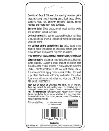 Goo Gone Sticker Lifter - 2 oz Adhesive Remover for Stickers Tape Labels & Gum - Citrus Power for Easy Cleanup - Buy Online on GoSupps.com