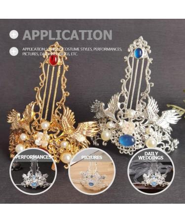 FRCOLOR 1 Set Chinese Hair Coronet Hanfu Headdress Hair Stick Hair Crown Set Traditional Classical Style Hair Pins Hair Jewelry for Women Girls Hair Accessories Silver - Buy Online on GoSupps.com