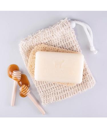 Dionis Goat Milk & Honey Ultimate Bar Soap Travel Set - Creamy Lather, Exfoliates Hands - 3 Piece Bath Kit with Soap Saver Pad and Scrubber Bag - Buy Online on GoSupps.com
