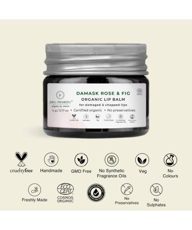 Organic Natural Lip Balm for Women - Juicy Chemistry Damask Rose & Fig (5g) | 100% Natural Moisturizer for Dry & Chapped Lips - Buy Online on GoSupps.com