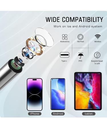 ZenRich Ear Wax Removal Tool with 300W Camera - Waterproof Wireless Ear Cleaner & Otoscope for iOS & Android Phones - Includes 4 Silicone Ear Scoops - Black - Buy Online on GoSupps.com