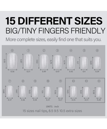 AILLSA Square Nails Tips - 240 Pcs Matte Soft Gel Nail Extension Tips | Pre-shaped Full Cover Acrylic Fake Nails | Short Square 15 Sizes | Soak Off & No File Needed - Buy Online on GoSupps.com