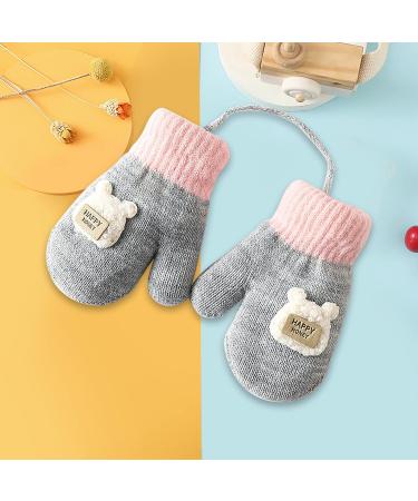 Cute Fox Knitting Toddler Gloves | Winter Thermal Plush Lining | 1-3 Yrs | Cartoon/Grey - Buy Online on GoSupps.com
