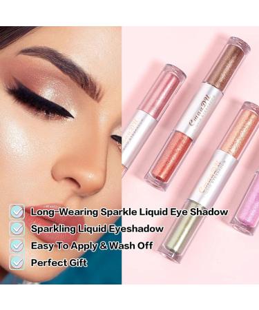 8 Colors Liquid Glitter Eyeshadow & Eyeliner Set - Waterproof, Long Lasting, Metallic & Sparkly Shades - Gold, Silver, Pink, Green - Makeup Kit for Shimmering Eyes - Buy Online on GoSupps.com