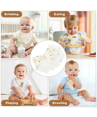 Vicloon 6 Pieces Baby Triangle Bibs - 2-in-1 Muslin & Terry Neck Towels Adjustable Waterproof Snap Bibs for Kids - Unisex Multicolored - Buy Online on GoSupps.com