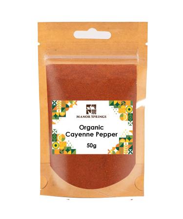 Organic Ground Cayenne Pepper 50g by Manor Springs Organic 50 g (Pack of 1) - Buy Online on GoSupps.com