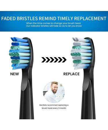 5pc Compatible Electric Toothbrush Replacement Heads for Fairywill D7/D8/FW507/FW508 - Black, Moderately Soft Bristles - Buy Online on GoSupps.com