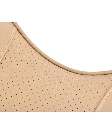 DSstyles 2-Piece PU Leather Car Neck Pillow Set | 28x18 cm Headrest Cushion - Beige - Buy Online on GoSupps.com