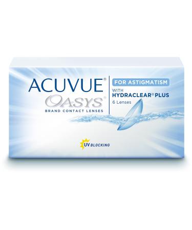 Acuvue oasys for astigmatism contact lenses -2 -week lenses for day and night with -3 DPT Cyl -0.75 oh 180 & BC 8.6 -UV protection drying protection & comfortable wearing -6 lenses