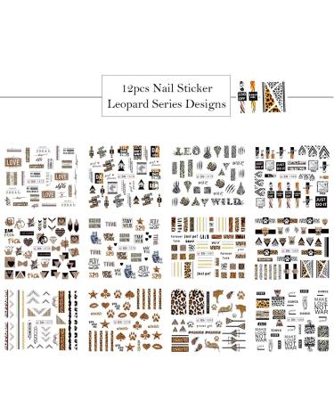 Leopard Print Nail Stickers Set - 12 Sheets Water Transfer Decals for Geometric Animal Art Designs, Manicure Supplies - Buy Online on GoSupps.com
