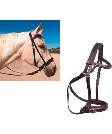 Wonder Care English Leather Crossunder Bitless Horse Bridle Headstall, Tan Medium | Genuine Leather with Reins - Buy Online on GoSupps.com