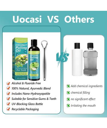 Coconut Oil Mouthwash - Natural Teeth Whitening 237ml | 100% Pure Fractionated Coconut Oil | Improve Oral Hygiene | Tongue Scraper Included - Blue - Buy Online on GoSupps.com