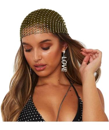 Rhinestone Mesh Headband Glitter Elastic Headscarf Crystal Wide Head Covering Fishnet Costume Party Head Wrap Women and Girls Gold - Buy Online on GoSupps.com