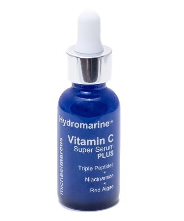 Michael Marcus Hydromarine Vitamin C Face Serum PLUS with Hyaluronic Acid & Triple Peptides - Reduce Dark Spots Anti-Wrinkle Anti-Aging & Skin Brightening Vitamin C Serum - (30ml 1 fl. oz)