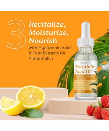 Tree To Tub Mandelic Acid Serum - 10% AHA Exfoliating Serum with Lactic & Glycolic Acid | Hydrating Vegan Skincare for Men & Women | Fragrance Free Smoother Skin Solution - Buy Online on GoSupps.com