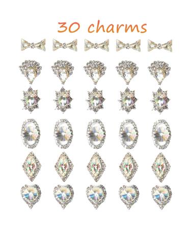 YOSOMK Nail Charms: 30PCS 3D Iridescent Diamonds Rhinestones for Women's Acrylic Nail Art - Buy Online on GoSupps.com