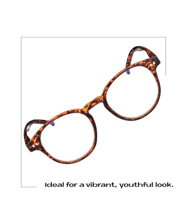 Readerest Round Blue Light Blocking Reading Glasses - Tortoise 3.25x Magnification Stylish Anti Eyestrain & UV Protection for Men & Women - Buy Online on GoSupps.com